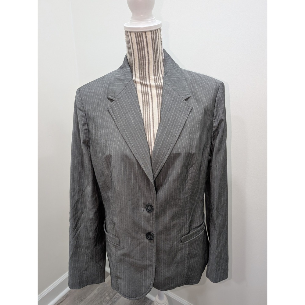 The Limited Women's Pinstripe Blazer Size 10 Gray 2 Front Single Breasted Preppy